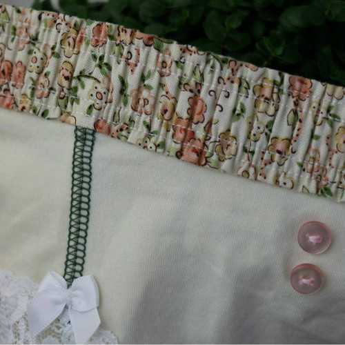Ivory Boyshort with Floral waistband