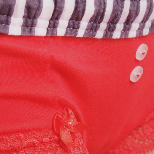 Grey Stripe / Red Boyshort