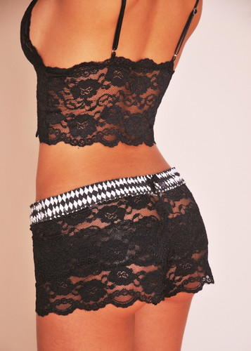 Black White Harlequin / Black Lace Boxers
