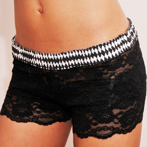 Black White Harlequin / Black Lace Boxers
