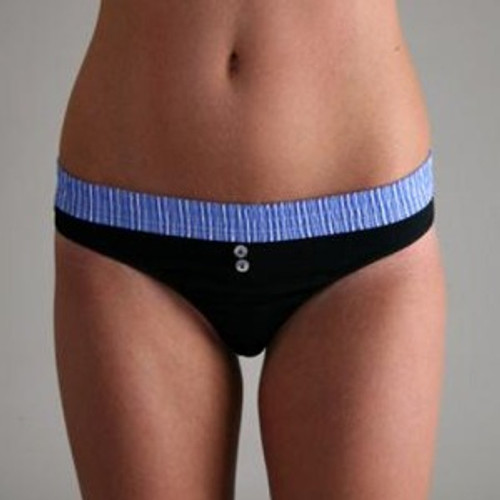 FOXER Blue Stripe over Black Bstring Thong