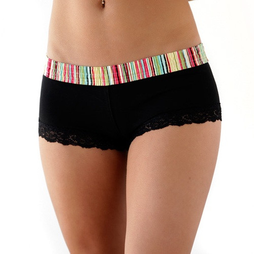 Aqua Rose over Black Boyshort