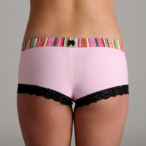 Pink & Green Stripe over Pink Boyshort