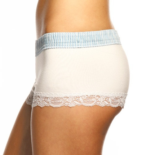 Light Blue Stripe over White Boyshort