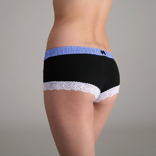 FOXER Blue Stripe over Black Boyshort