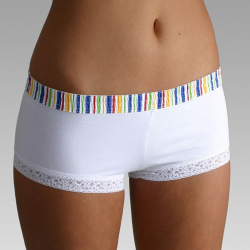 Rainbow Stripe over White Boyshort