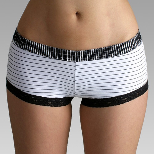 Black Stripe over Pinstripe Boyshort