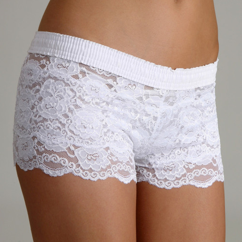 White / White Lace Boxers (Blue Bow)