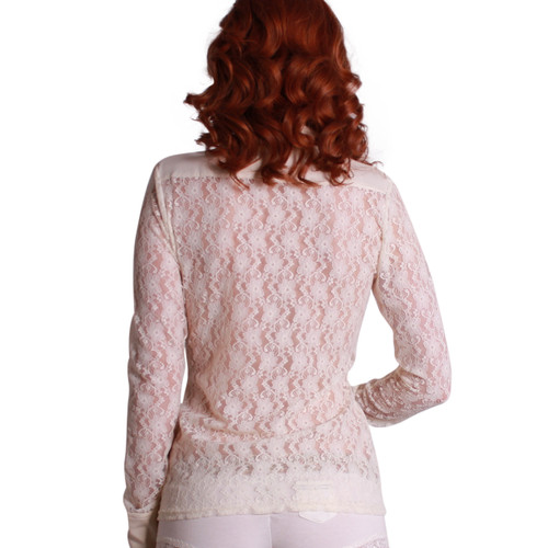 Ivory Lace Button Down Blouse