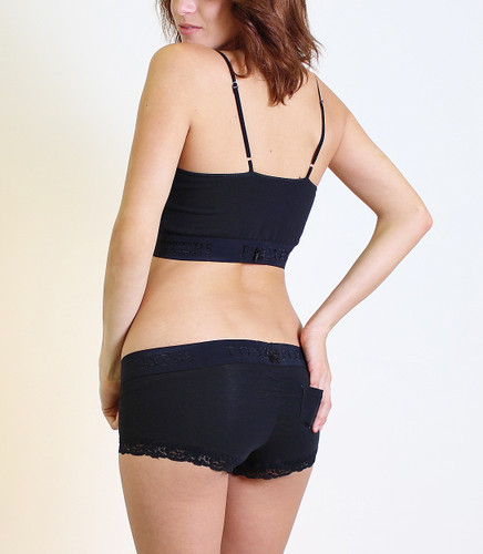 Black Boyshort with Black FOXERS Logo Band