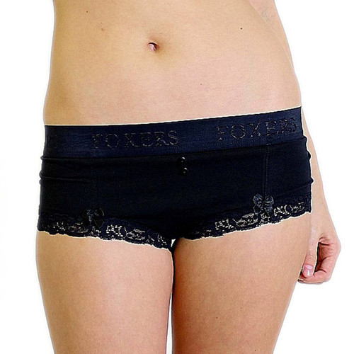 Black Boyshorts with Black FOXERS Logo Flat Waistband