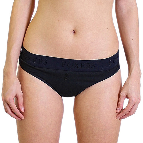 Sexy Black Thong Panties with FOXERS Logo Flat Waistband