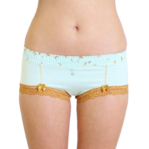 Light Blue Boyshort Panties with Gold Accents