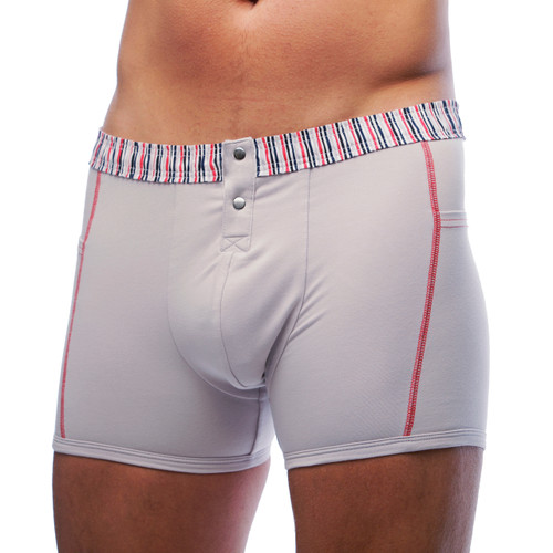 Silver Men's Boxer Brief with Striped Waistband