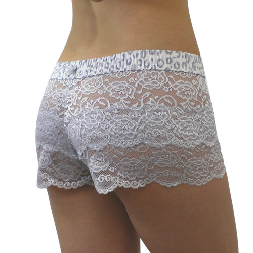 FOXERS Silver Lace Boxer with leopard print waistband
