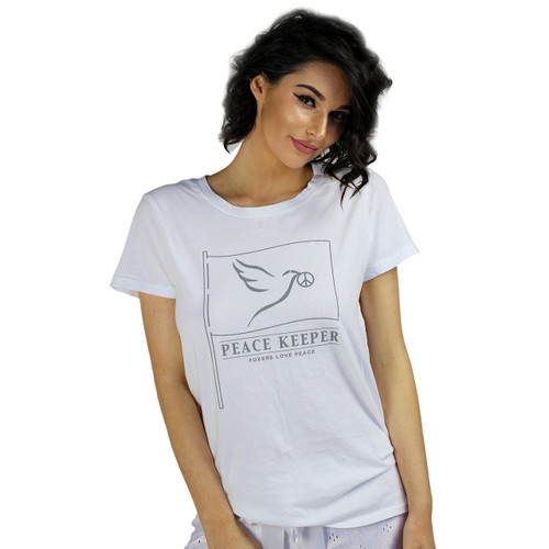 White T-Shirt Peace Dove
