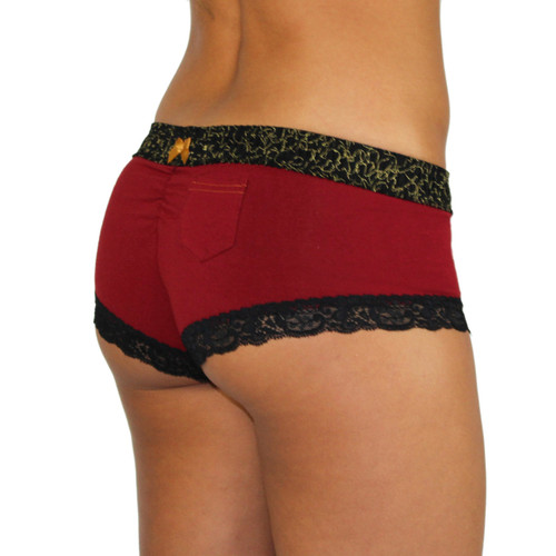 Cranberry Boyshort with Masquerade Band