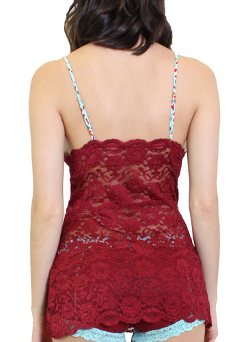 Cranberry 3 Row Lace Camisole with Foxes Straps