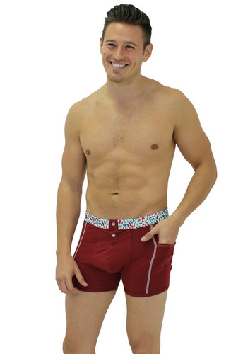 Dark Red Boxer Briefs for Men with foxes