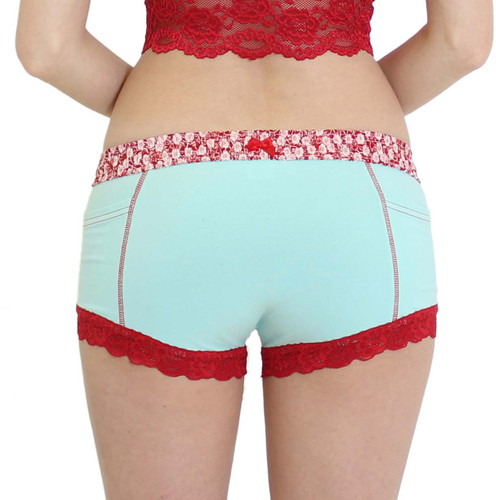 Aqua Boxer Brief for Ladies with Flower Power FOXERS Band