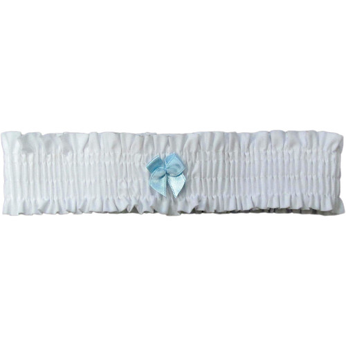 Pure White Leg Garter with Light Blue Bow