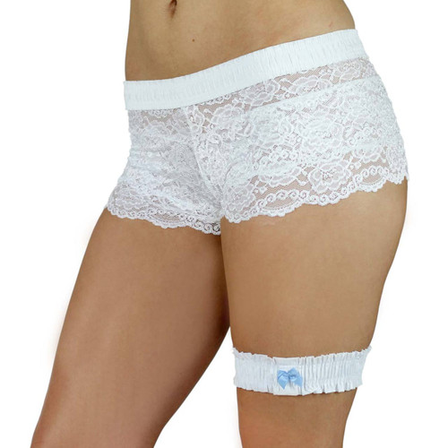 White Leg Garter with Mint Blue Bow(One Size)