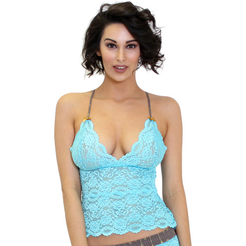 Mid Length Turquoise Lace Camisole with Adjustable Straps