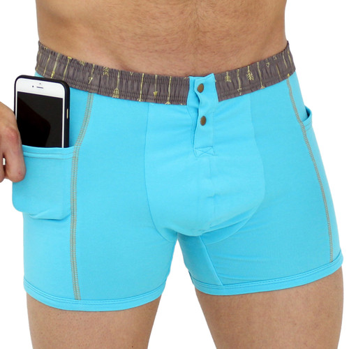 Men's Turquoise Boxer Brief Pockets