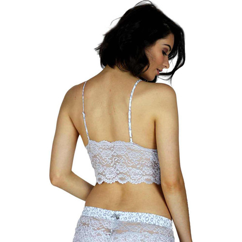 Lace Bralette Cami | Silver with Leopard Print Straps