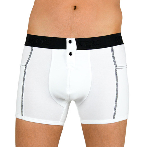 Men's White Tuxedo Boxer Briefs with Pockets