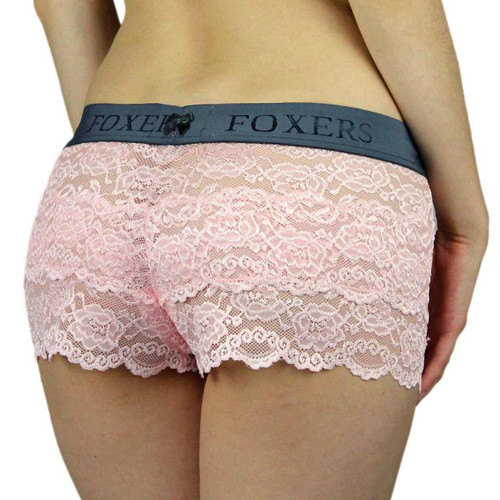 Pink Lace Boxers with Flat FOXERS Logo Waistband