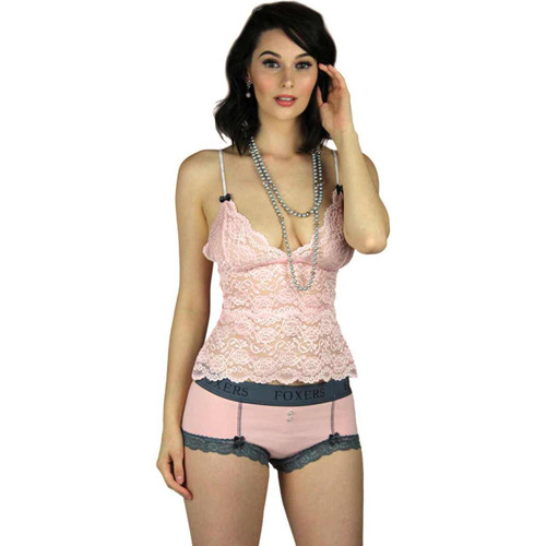 Pink Cotton Boyshort Panties | Foxers Logo Waistband