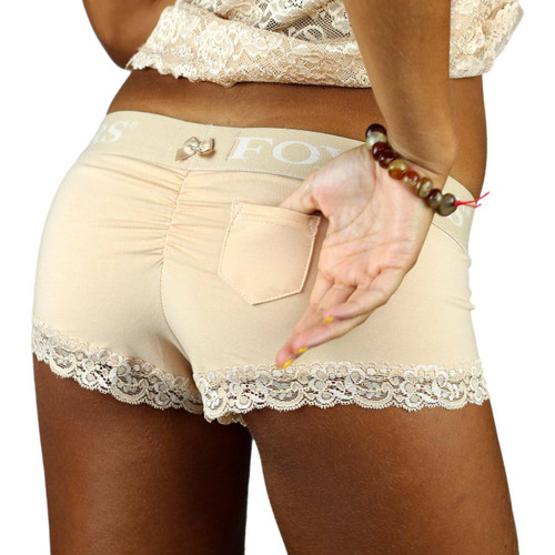 Sand Cotton Boyshorts with Foxers Lipstick Pocket
