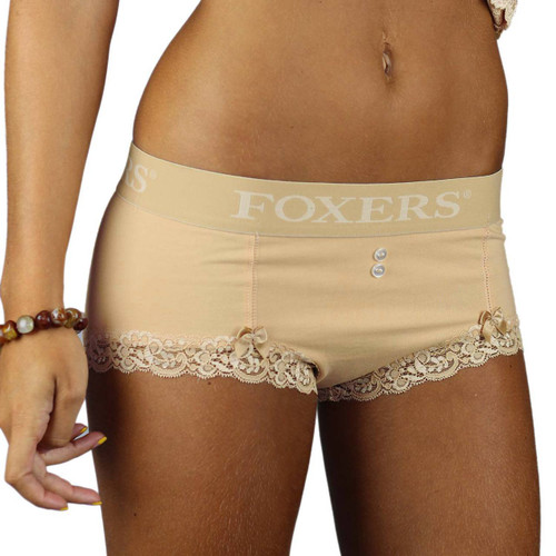 Nude Cotton Boyshorts with Foxers Logo Flat Waistband