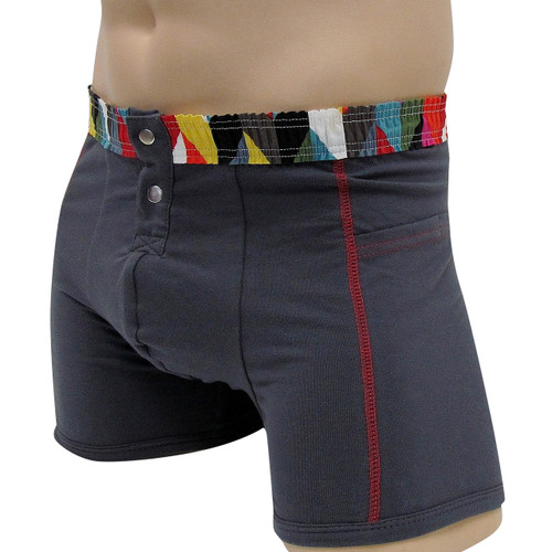 Men's Charcoal Gray Boxer Brief Kaleidoscope FOXERS Band