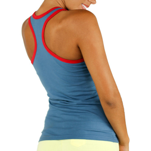 Cowboy Blue Racer Back with Red Trim