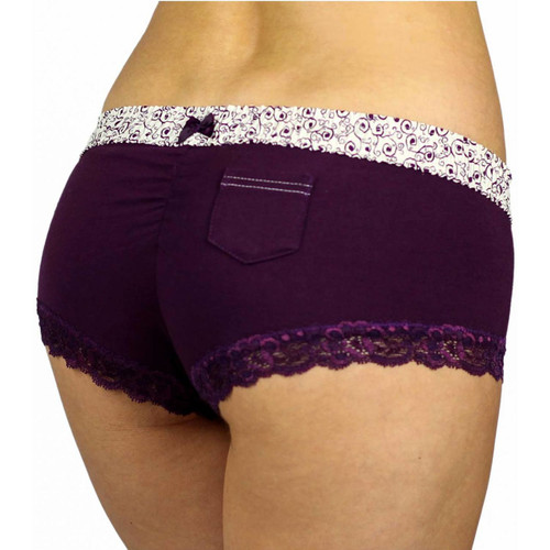 Plum Boyshort Cheeksters with Scroll Print FOXERS Waistband