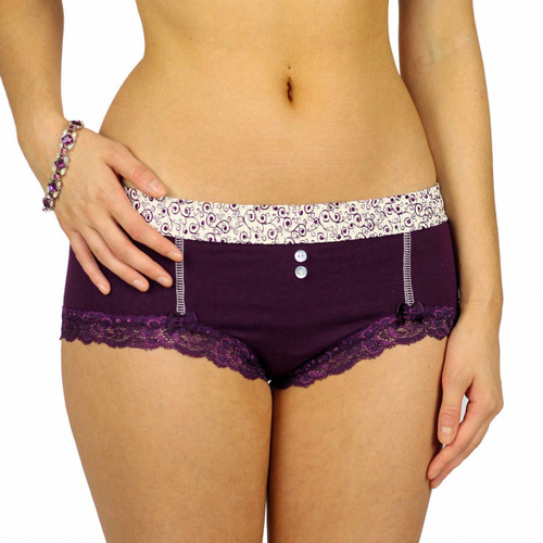 Plum Boyshort Cheeksters with Scroll FOXERS Band