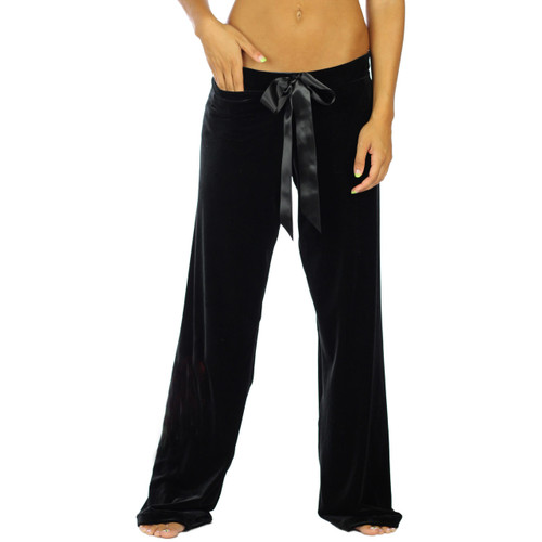 Black Velvet Palazzo Pants | FOXERS Pajama Pants