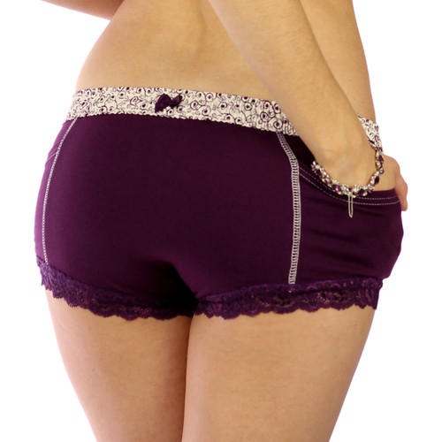 Plum Boxer Briefs with Scroll Print FOXERS Band