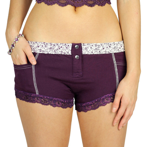 Plum Boxer Briefs with Scroll Print FOXERS Band