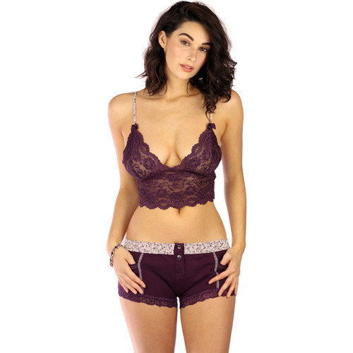 Plum Lace Bralette Crop Top