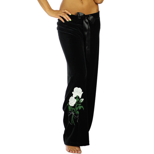 Womens Emboidered Velvet Palazzo Pants