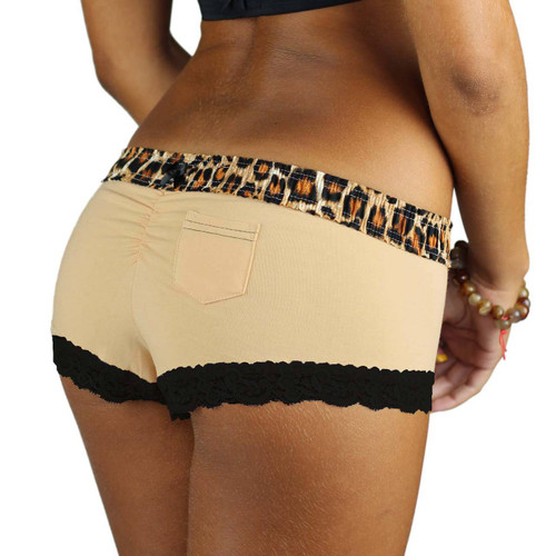Leopard Print Waistband on our Sahara Sand Boy shorts