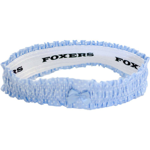 Light Blue Dot Leg Garter with Foxers logo band for a perfect fit!
