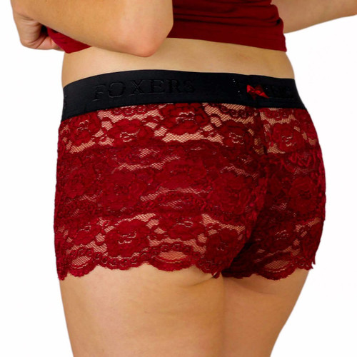 Black Cherry Lace Boxers with Foxers Smooth Band