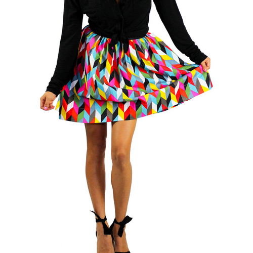 Kaleidoscope Print Skirt With Pockets