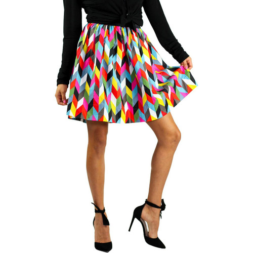 Kaleidoscope Print Skirt With Pockets (FXSKT-85)