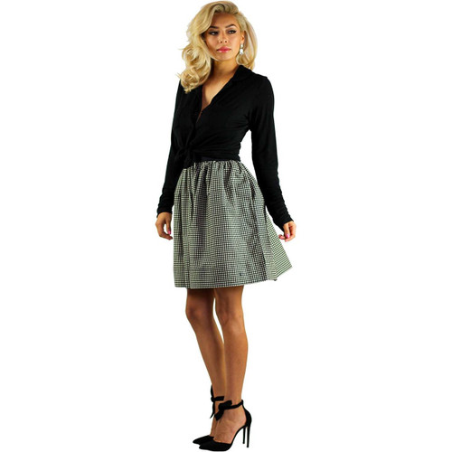 Black & White Flannel Skirt With Pockets