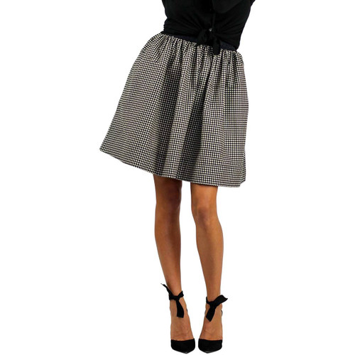 Black & White Checkered Plaid Flannel Skirt With Pockets (FXSKT-149)